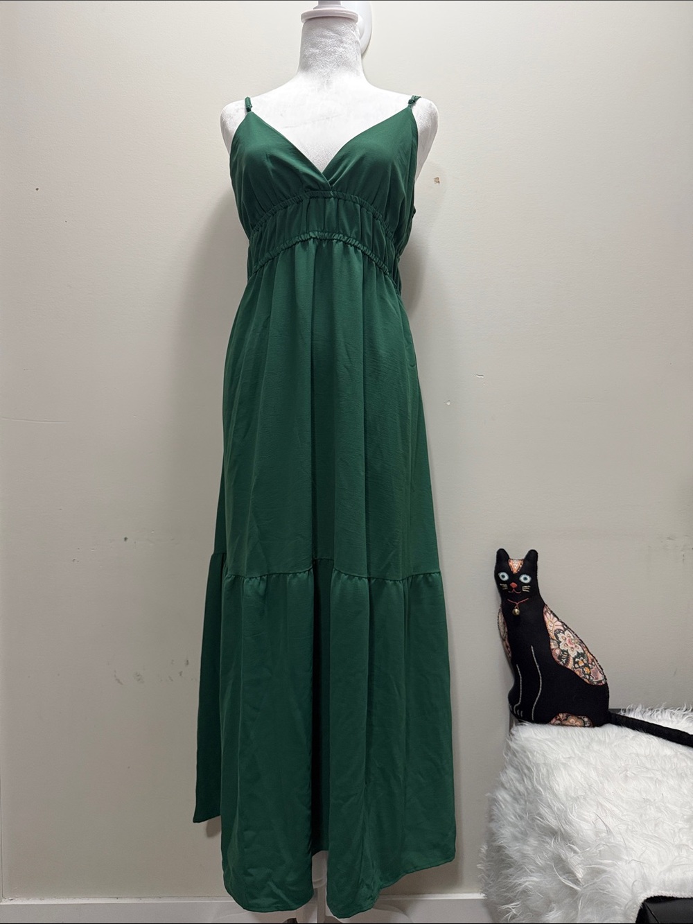 Aritzia A New Day Forest Green V-Neck Spaghetti Strap Maxi Dress Size M / L50
